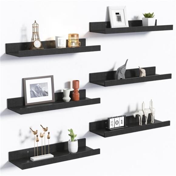 Floating Shelves for Wall, Wall Shelves for Decor Storage Set of 6, - Picture 1 of 7